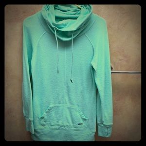 Cowl neck Sweatshirt-light green with tie closure